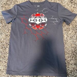 Under Armour Charcoal and Red Soccer Tee